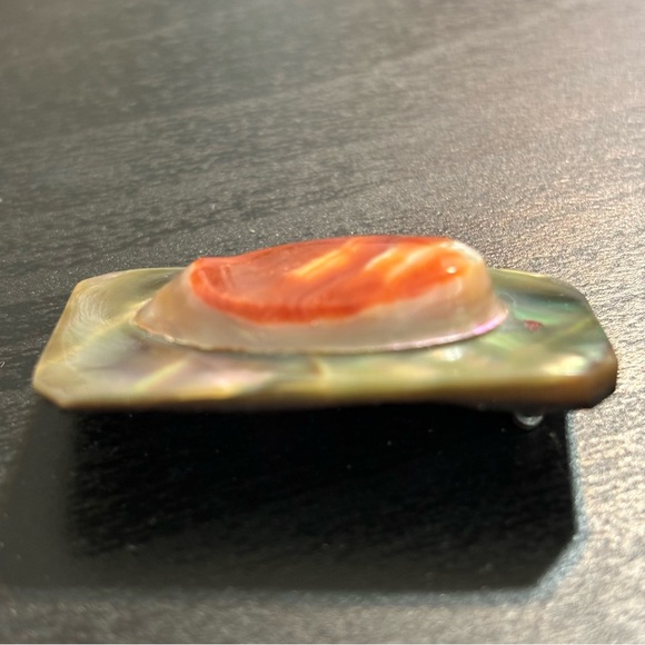 Abalone Rectangular Blister Pearl Brooch-Vintage - Picture 2 of 5